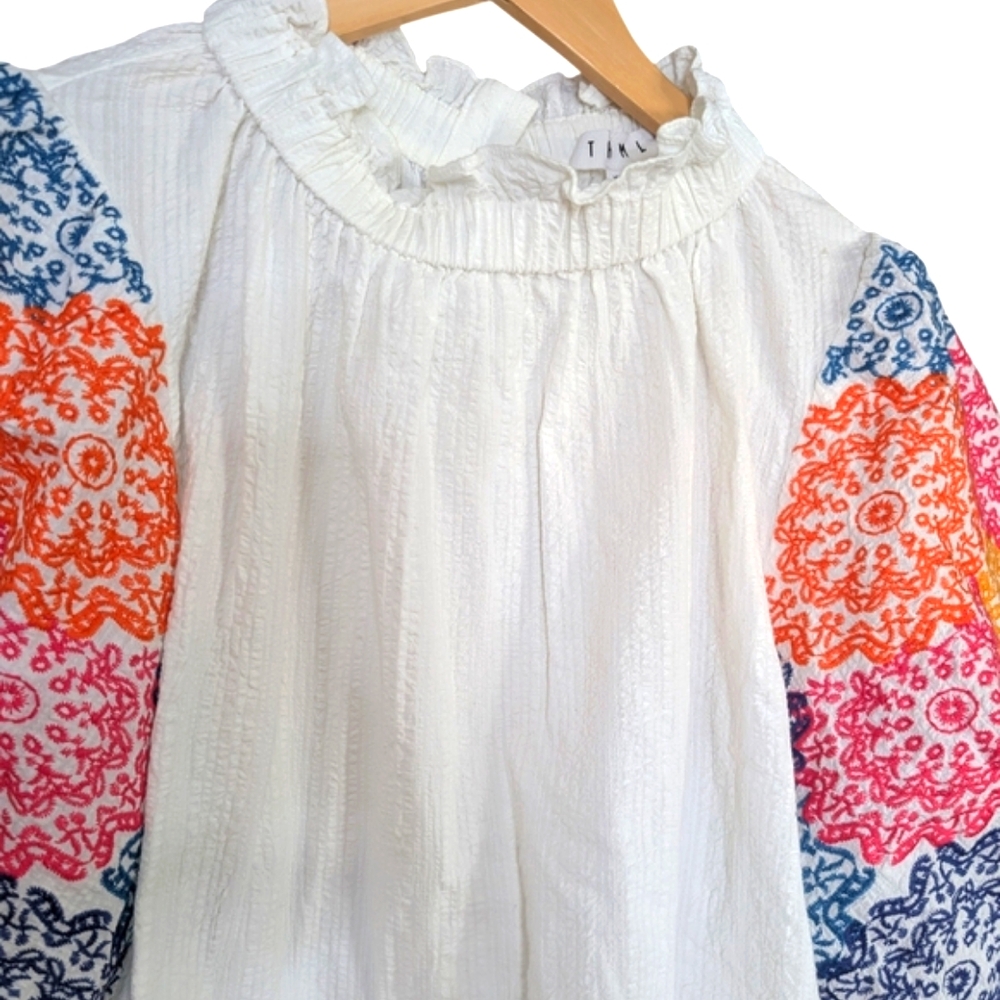 THML White Embroidered Puff Sleeve Top....Size XL - Picture 5 of 7
